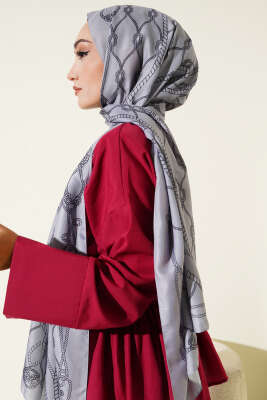 Halat Desenli Soft Şal Gri - Thumbnail