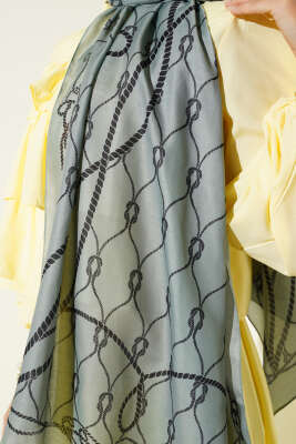 Halat Desenli Soft Şal Çağla Yeşili - Thumbnail