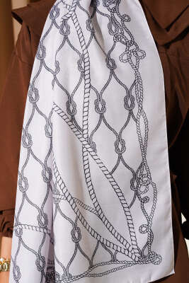 Halat Desenli Soft Şal Bej - Thumbnail