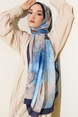 Lacivert Serisi Desenli Şal Asorti 8 - Thumbnail