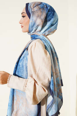 Lacivert Serisi Desenli Şal Asorti 8 - Thumbnail