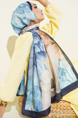 Lacivert Serisi Desenli Şal Asorti 6 - Thumbnail