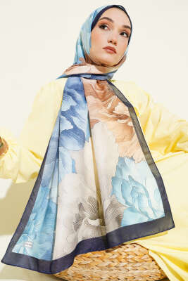 Lacivert Serisi Desenli Şal Asorti 6 - Thumbnail