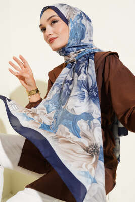 Lacivert Serisi Desenli Şal Asorti 5 - Thumbnail