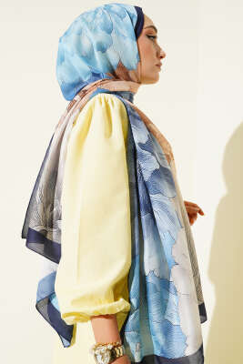 Lacivert Serisi Desenli Şal Asorti 6 - Thumbnail