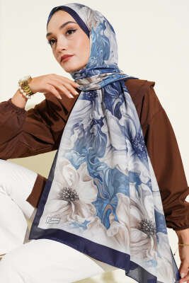 Lacivert Serisi Desenli Şal Asorti 5 - Thumbnail