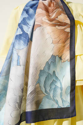 Lacivert Serisi Desenli Şal Asorti 6 - Thumbnail