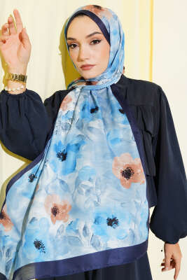 Lacivert Serisi Desenli Şal Asorti 4 - Thumbnail