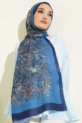 Lacivert Serisi Desenli Şal Asorti 3 - Thumbnail