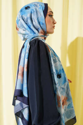 Lacivert Serisi Desenli Şal Asorti 4 - Thumbnail