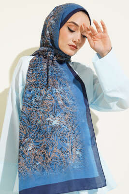 Lacivert Serisi Desenli Şal Asorti 3 - Thumbnail