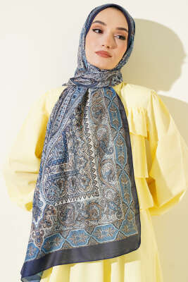 Lacivert Serisi Desenli Şal Asorti 2 - Thumbnail