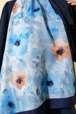 Lacivert Serisi Desenli Şal Asorti 4 - Thumbnail