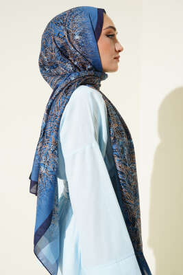 Lacivert Serisi Desenli Şal Asorti 3 - Thumbnail