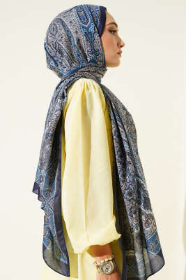 Lacivert Serisi Desenli Şal Asorti 2 - Thumbnail