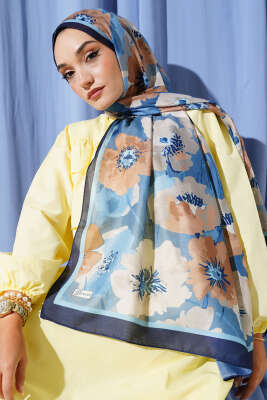 Lacivert Serisi Desenli Şal Asorti 1 - Thumbnail