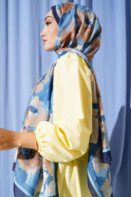 Lacivert Serisi Desenli Şal Asorti 1 - Thumbnail