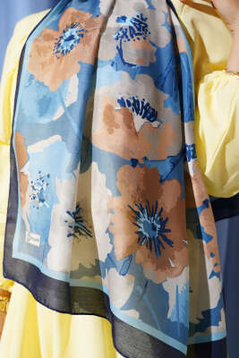 Lacivert Serisi Desenli Şal Asorti 1 - Thumbnail