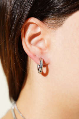 Pazarium - Basic Halka Küpe Gümüş