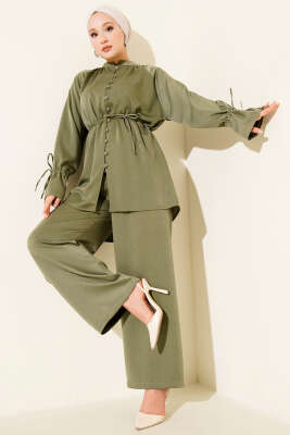 Bilek Tünelli Brit Düğmeli İkili Takım Haki - Thumbnail