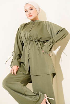 Bilek Tünelli Brit Düğmeli İkili Takım Haki - Thumbnail