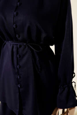 Bilek Tünelli Brit Düğmeli İkili Takım Lacivert - Thumbnail