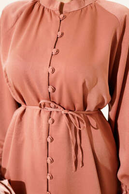 Bilek Tünelli Brit Düğmeli İkili Takım Gül Kurusu - Thumbnail