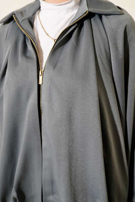 Yarasa Kol Fermuarlı Salaş İkili Takım Antrasit - Thumbnail