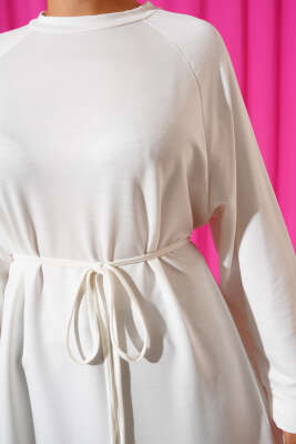 Loyşa İp Kuşaklı Uzun Tunik Ekru - Thumbnail