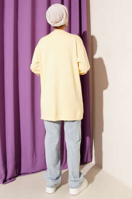 Loyşa Kurdele Nakış Detaylı Tunik Sarı - Thumbnail