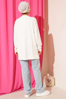 Loyşa Kurdele Nakış Detaylı Tunik Ekru - Thumbnail