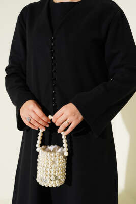 Önü Mini Düğmeli Elbise İkili Takım Siyah - Thumbnail