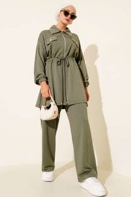 Pazarium - Sahte Cepli Fermuarlı Loyşa İkili Takım Çağla Yeşili