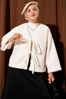 Basic İp Detaylı Sakallı Ceket Taş - Thumbnail