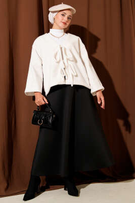 Basic İp Detaylı Sakallı Ceket Taş - Thumbnail