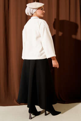 Basic İp Detaylı Sakallı Ceket Taş - Thumbnail