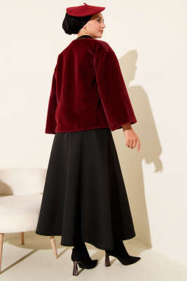 Basic İp Detaylı Sakallı Ceket Bordo - Thumbnail