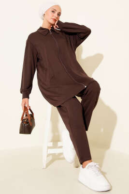 Pazarium - Fermuarlı Loyşa Cepli İkili Takım Acı Kahve