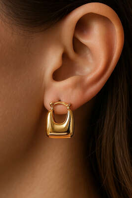 Pazarium - Çanta Model Küpe Gold