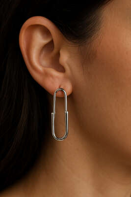 U Çengel Küpe Gümüş - Thumbnail