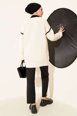 Cepli Gold Düğmeli Triko Hırka Bej - Thumbnail