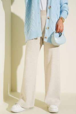 Pazarium - Bol Paça Triko Pantolon Bej