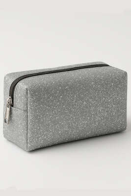 Pazarium - Simli Makyaj Çantası Gümüş