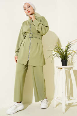 Loyşa Kemer Detaylı İkili Takım Çağla Yeşili - Thumbnail