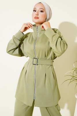 Loyşa Kemer Detaylı İkili Takım Çağla Yeşili - Thumbnail