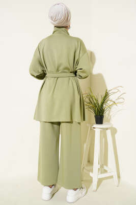 Loyşa Kemer Detaylı İkili Takım Çağla Yeşili - Thumbnail