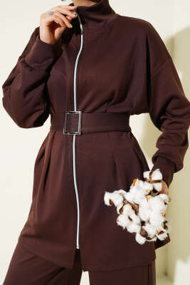 Loyşa Kemer Detaylı İkili Takım Kahve - Thumbnail