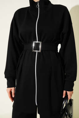 Loyşa Kemer Detaylı İkili Takım Siyah - Thumbnail