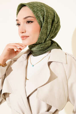 MK Desen Soft Eşarp Haki - Thumbnail