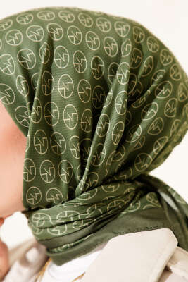 MK Desen Soft Eşarp Haki - Thumbnail